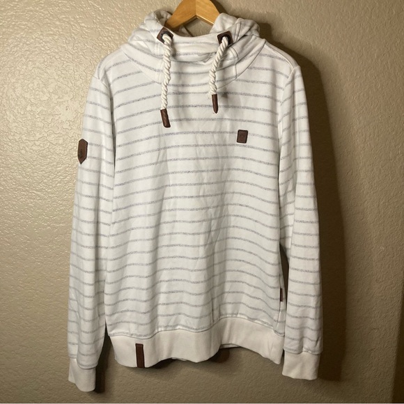 Naketano Other - Naketano Ivory and Gray Striped Men’s XL Pullover Sweater Hoodie.